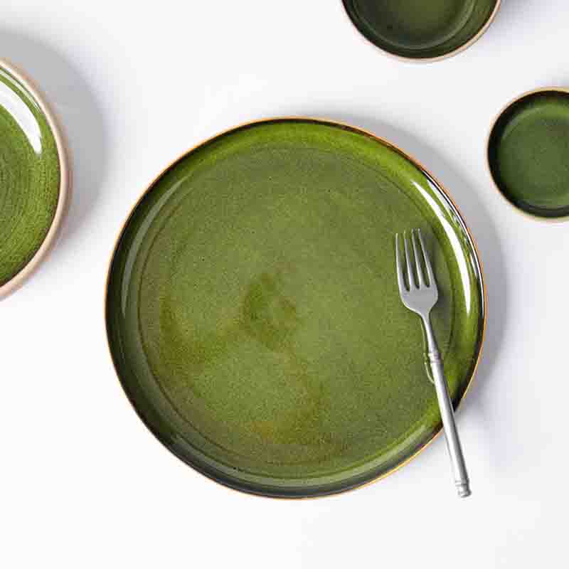 Green Restaurant Plate จานอาหารค่ำร้านอาหารจำนวนมากบนโต๊ะอาหารพอร์ซเลนสีเขียวสำหรับการรับประทานอาหารเชิงพาณิชย์