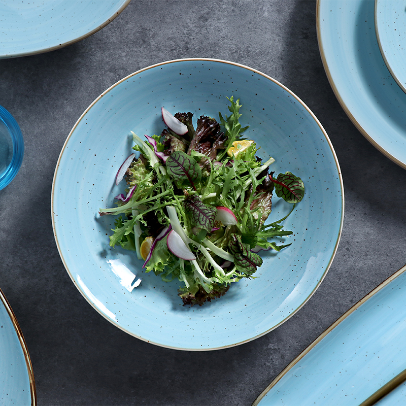 Blue Stone Ware จานสามเหลี่ยมผิดปกติ 