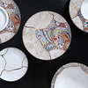 FURUI 8 Gold Rim Plate Bone China จานอาหารค่ำจานด้านข้าง