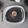 เครื่องลายคราม Eestaurant Terr Swirl Marks Grey Matte White Irregular Square Plate 
