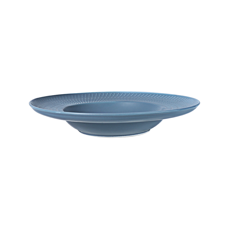 จานอาหารค่ำเซรามิกเคลือบสีฟ้า Porcelain Royal Blue Coupe Plate สำหรับร้านอาหาร