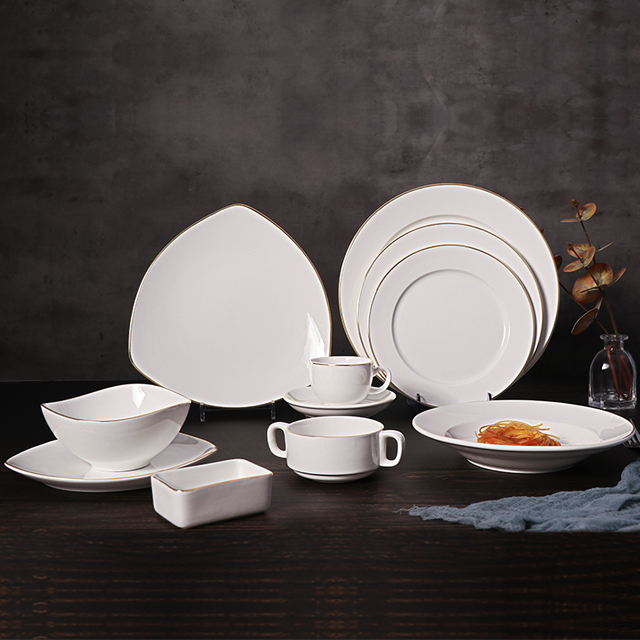 ชุดจานชามและชามร้านอาหาร Porcelain