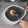 เครื่องลายคราม Eestaurant Terr Swirl Marks Grey Matte White Irregular Square Plate 