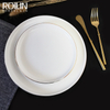 โรงแรมอาหารเย็นเซรามิคภาพวาดบนโต๊ะอาหาร Porcelain GOLD Decal จานอาหารค่ำ