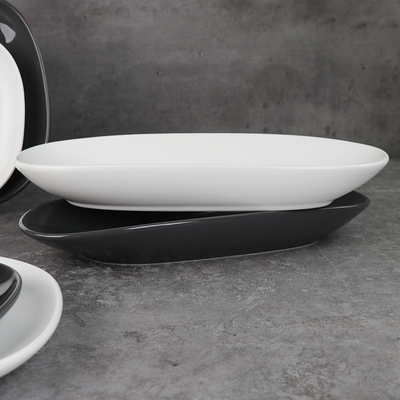 จานอาหารค่ำร้านอาหารสีขาวด้าน - Porcelain-34cm