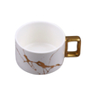 ถ้วยกาแฟลายหินอ่อนถ้วยคาปูชิโน่พอร์ซเลนสีขาวสำหรับร้านกาแฟ