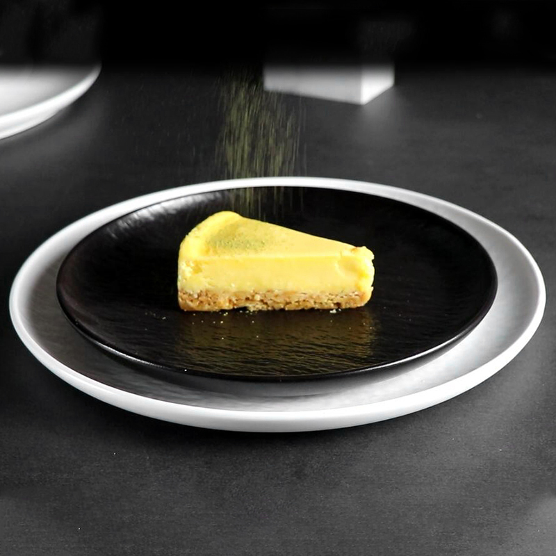 Black Matt Restaurant Porcelain จานอาหารค่ำจานกลม-8 นิ้ว 10 นิ้ว