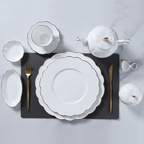 ชุดอาหารเย็น Fine Bone China ชุดอาหารเย็นหรูหรา