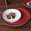 จานขนมหวาน 12 นิ้วหรูหราสีแดงสีขาว Bone China Plate จานเรียกน้ำย่อย