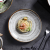 ร้านอาหารดูไบอาหารเย็น Teller Platos อาหารตะวันตกชุดจานพอร์ซเลนแบน Handmade Speckle แผ่นเซรามิคสีเทา