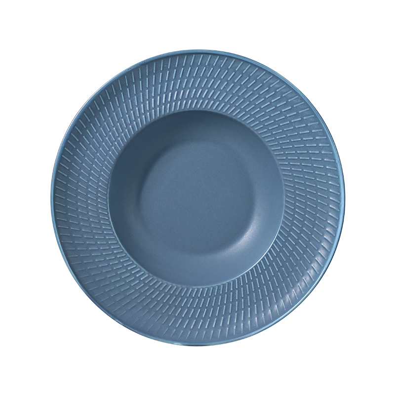 จานอาหารค่ำเซรามิกเคลือบสีฟ้า Porcelain Royal Blue Coupe Plate สำหรับร้านอาหาร