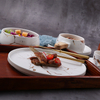 Modern Gilded Marbled รอบจานอาหารค่ำเซรามิคพาสต้าจานสเต็กโรงแรมร้านอาหารบนโต๊ะอาหาร Western จานเครื่องครัว
