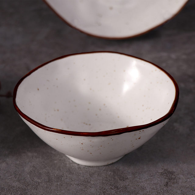 อาหารเย็นพอร์ซเลน Speckled Handcrafted Bowl ชามเซรามิค