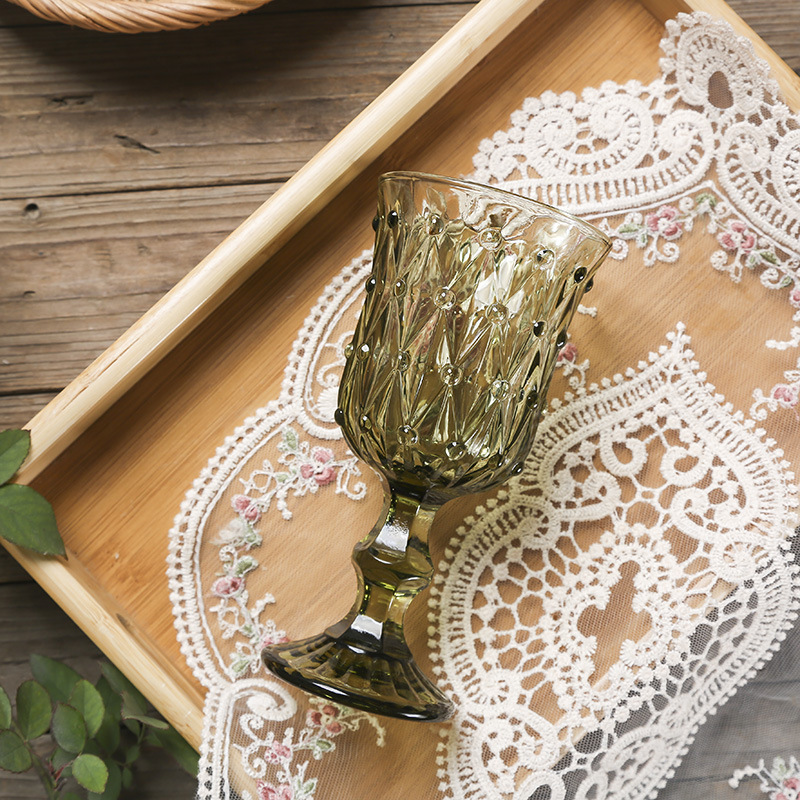 ชุดของขวัญบาร์แก้วร้านอาหารบ้าน 7.5oz แก้วน้ำสีเขียวสีขาวสำหรับไวน์