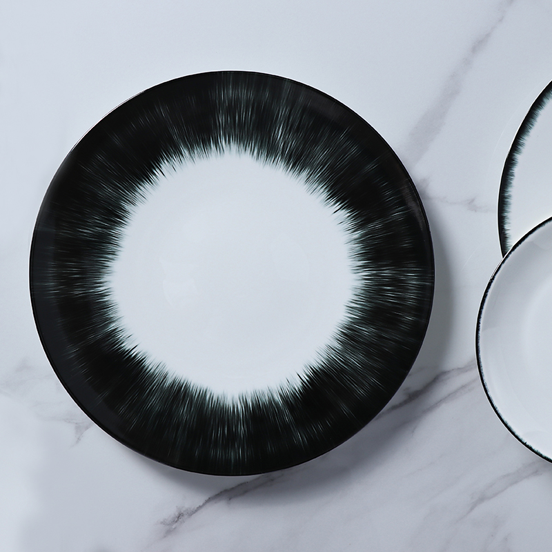 Hotel Ware New Tableware Dinning Plate Sea Food Urchin Design Black And White Bone China Dinnerware