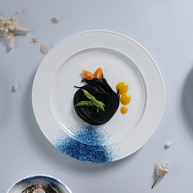 Porcelain Factory Hotel Supply Setware Set Pasta Seafood Plates Set Scallops Plate Dinnerware Set For Restaurant