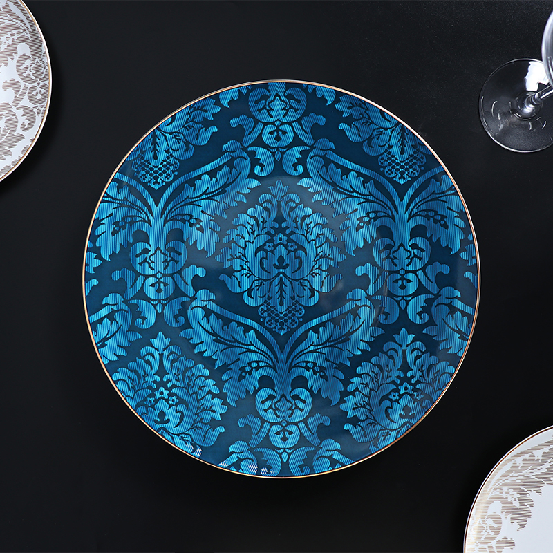 คาซัคสถานโรงแรมอาหารเย็น Luxury Bone China จานบนโต๊ะอาหาร