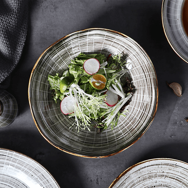 จานพอร์ซเลนทรงกลม 25 ซม. สำหรับร้านอาหาร Super Stoneware Plates For Amazon 