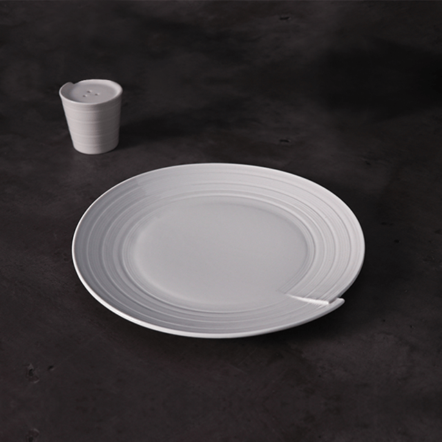 ครัวโรงแรมถ้วยชามชุดอาหารเย็นและจานไวท์เวฟ