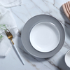 สีเทาลึกจานและชามชุดรับประทานอาหาร Modern Porcelain ถ้วยกาแฟบนโต๊ะอาหารร้านอาหารอาหารค่ำหรูหราแผ่นเซรามิค