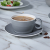 สีเทาลึกจานและชามชุดรับประทานอาหาร Modern Porcelain ถ้วยกาแฟบนโต๊ะอาหารร้านอาหารอาหารค่ำหรูหราแผ่นเซรามิค