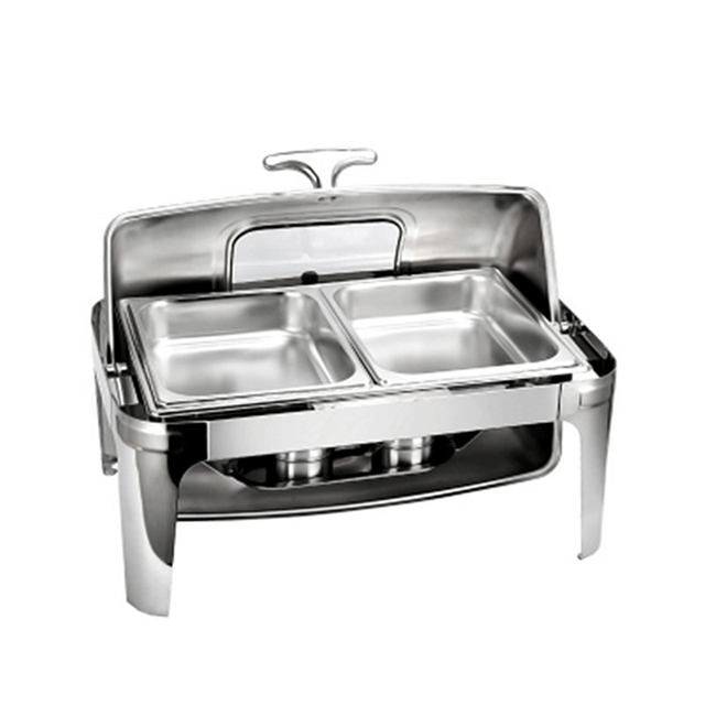 Visible Rectangular Flip Buffet Chafing Dish Stainless Steel Heater Chafing Dishes Food Warmer Buffet Stoves For Catering Hiring