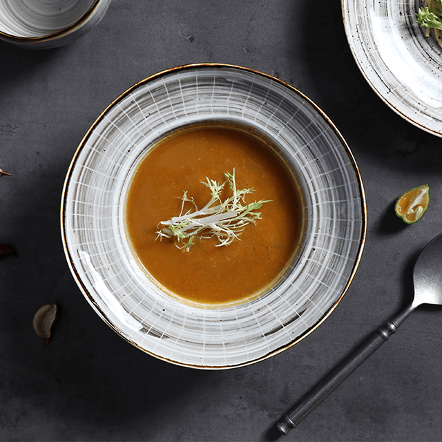 จานพอร์ซเลนทรงกลม 25 ซม. สำหรับร้านอาหาร Super Stoneware Plates For Amazon 