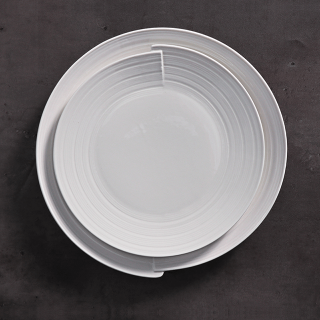 ครัวโรงแรมถ้วยชามชุดอาหารเย็นและจานไวท์เวฟ