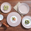 ออกแบบใหม่ Porcelain สีชมพูบนโต๊ะอาหารขายส่งแผ่นงานแต่งงานอาหารเย็นชุดจาน 12 นิ้วรอบชุดอาหารค่ำอาหารเย็น