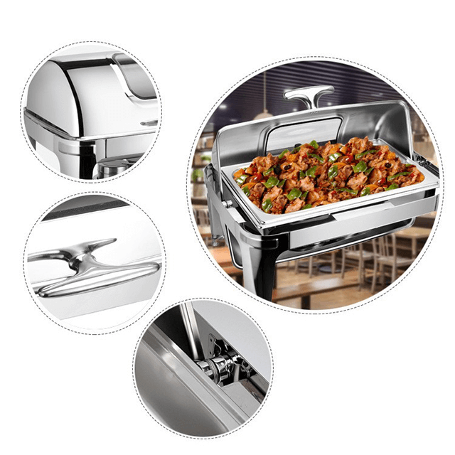 Visible Rectangular Flip Buffet Chafing Dish Stainless Steel Heater Chafing Dishes Food Warmer Buffet Stoves For Catering Hiring