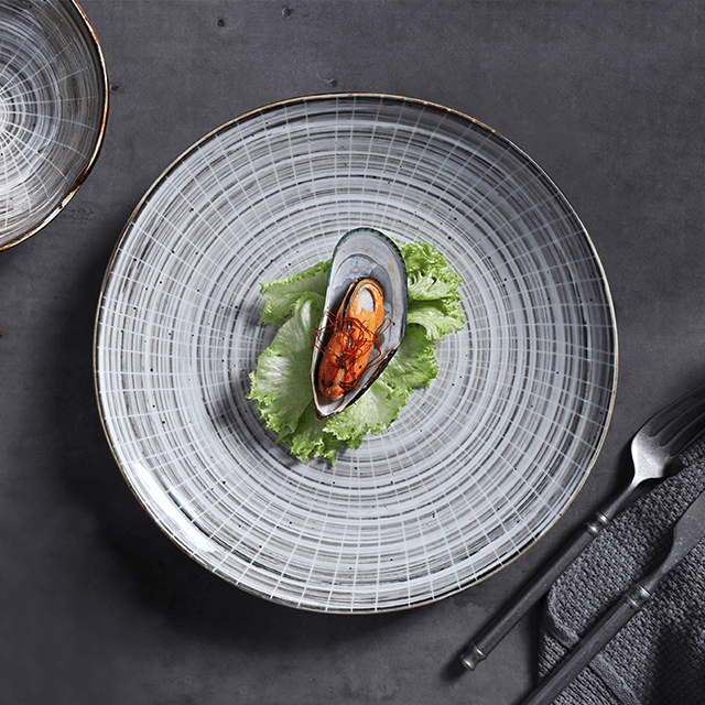 จานพอร์ซเลนทรงกลม 25 ซม. สำหรับร้านอาหาร Super Stoneware Plates For Amazon 