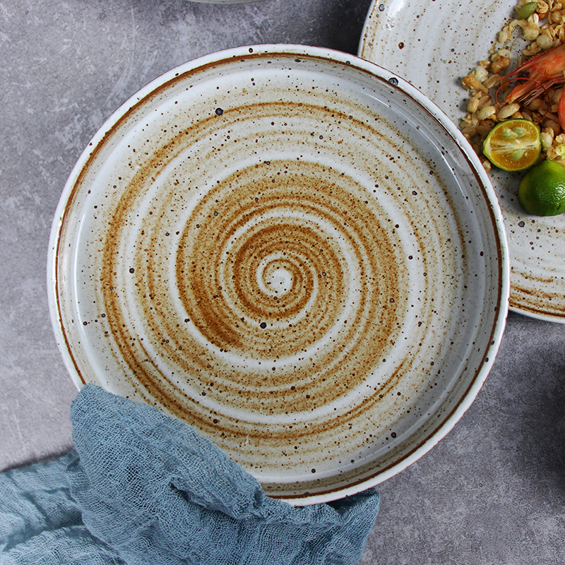 เครื่องใช้บนโต๊ะอาหารภายใต้เคลือบสโตนแวร์ เครื่องครัว จานพอร์ซเลนและจานชาม จานอาหารค่ำทรงกลม